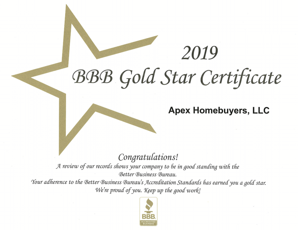 Professional Home Buyers BBB Gold Star